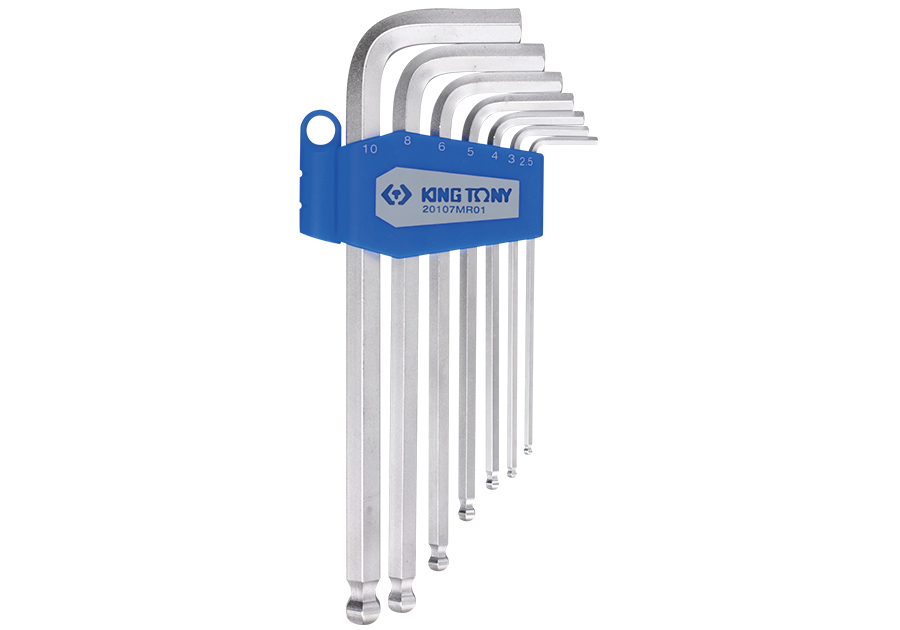 KING TONY 20107MR01 7 Piece Long Ball End Hex L-Wrench Set