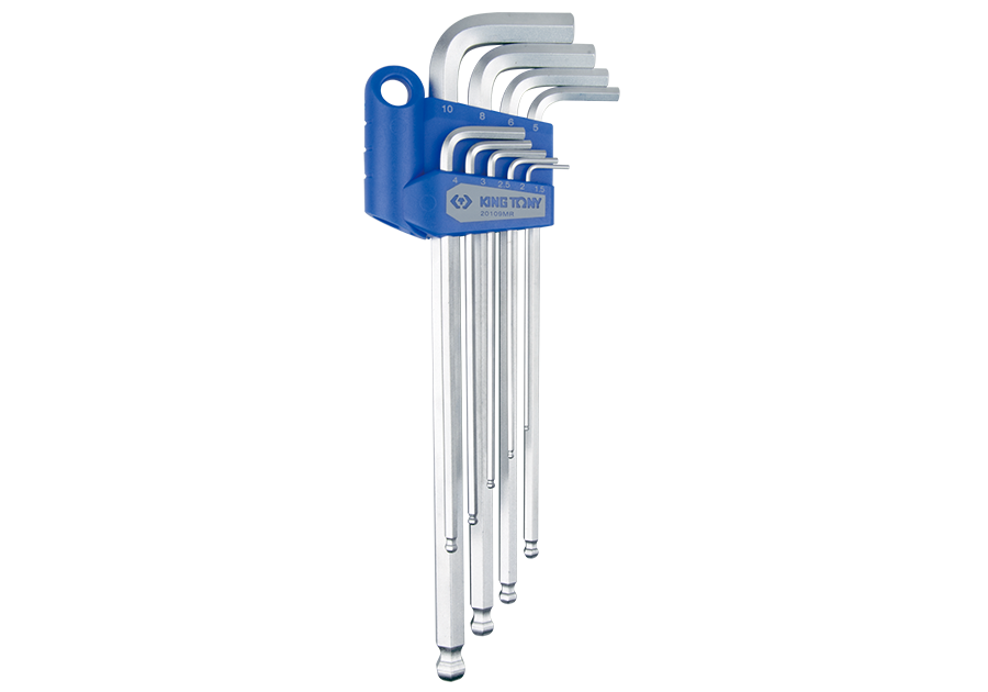 KING TONY 20109MR 9 Piece Extra Long Ball End Hex L-Wrench set