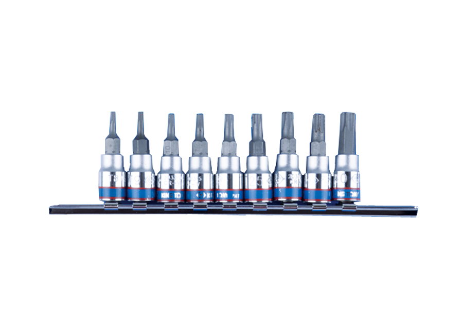 KING TONY 2109PR 9 Piece 1/4" Drive Torx Bit Socket Rail Set