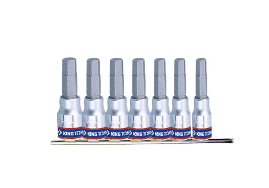KING TONY 2127PR 7 Piece 1/4" Drive Hex Head Bit Socket Rail Set
