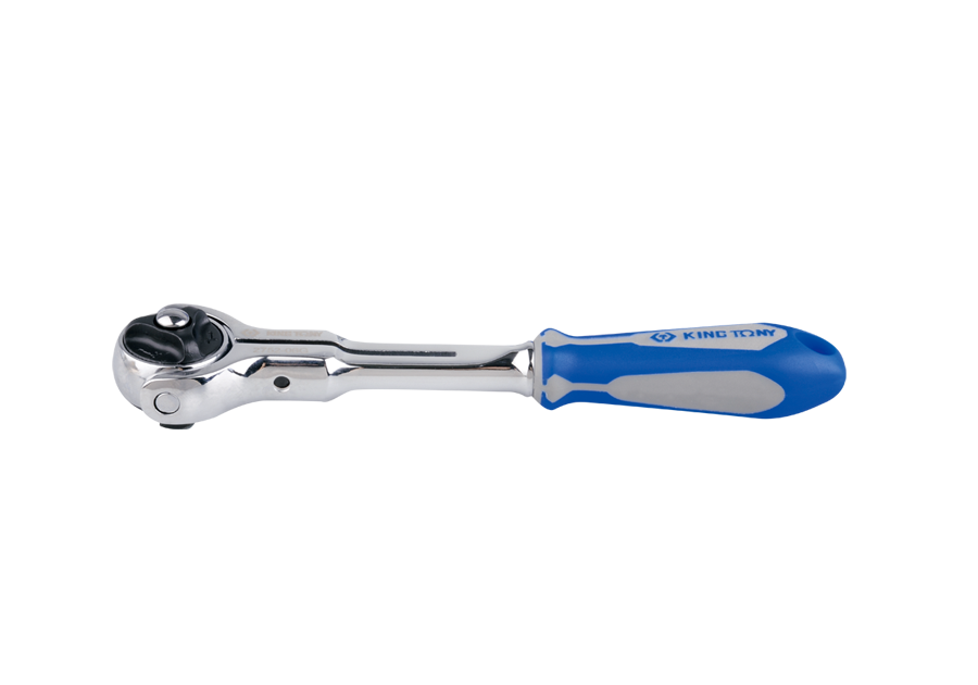 KING TONY 2752-06G 1/4" Drive 72 Teeth Swivel Headed Reversible Ratchet – manufacturer range illustration