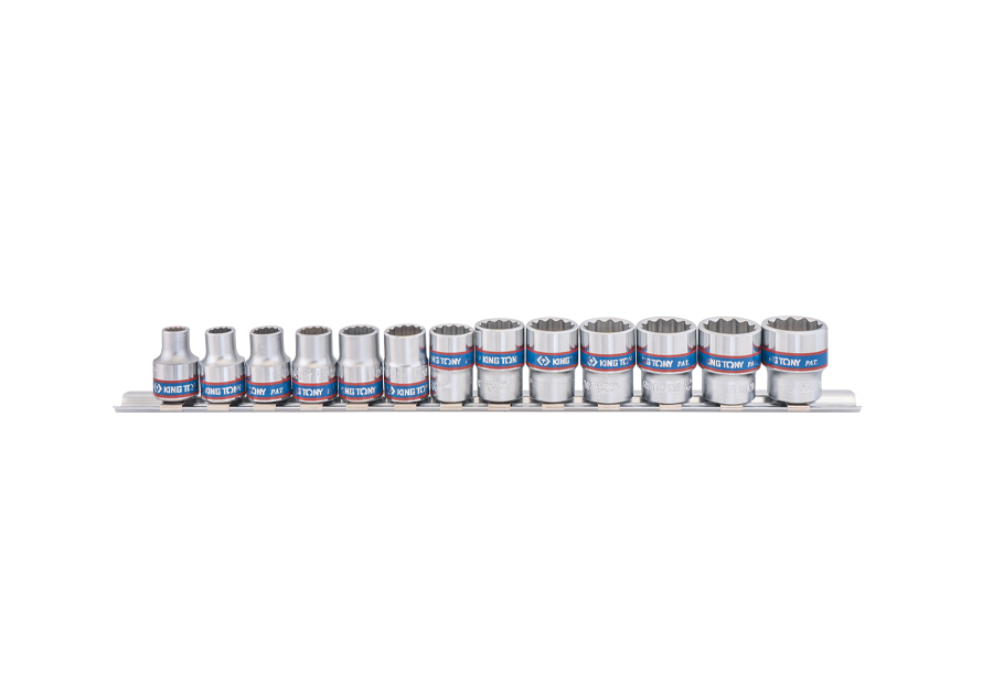 KING TONY 3013MR 13 Piece 3/8" Drive 12 Point Metric Socket Rail Set