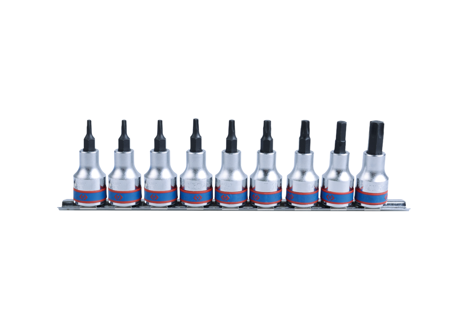KING TONY 3109PR8 9 Piece 3/8" Drive Star Bit Socket Rail Set