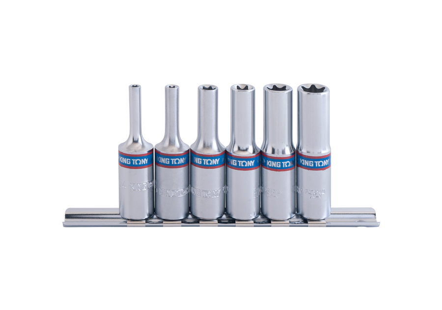 KING TONY 3116PR 6 Piece 3/8" Drive Metric Star Socket Rail Set