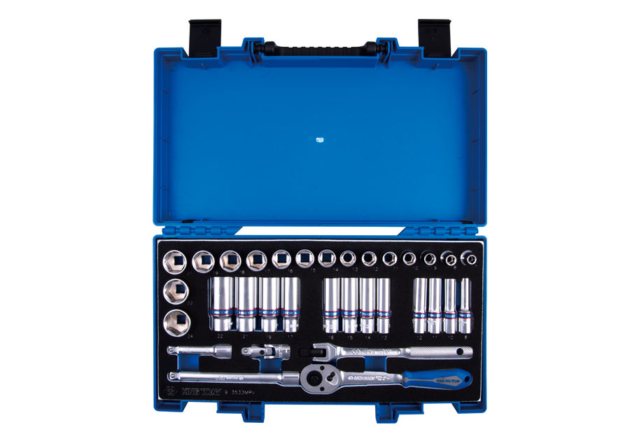 KING TONY 3533MRV 33 Piece 3/8" Drive 6 Point Socket Wrench Set