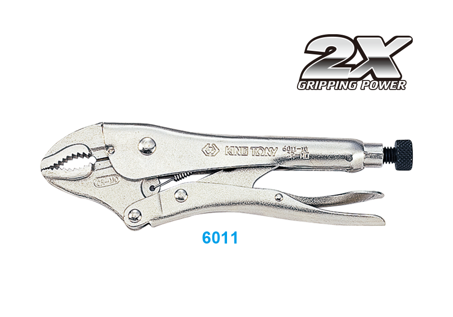KING TONY 6011-05R 5-1/2" Chrome-plated Curved-jaw Locking Pliers with Wire Cutter – manufacturer range illustration