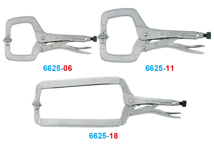 KING TONY 6625-06 6" C-Clamp Locking Pliers Swivel Pads – manufacturer range illustration