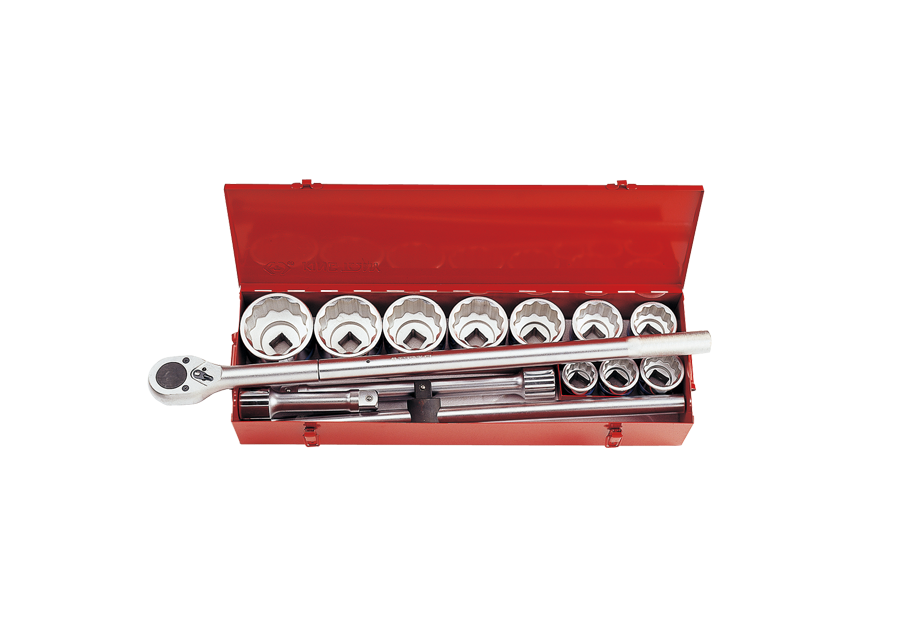 KING TONY 8015MR 14 Piece 1" Drive 12 Point Metric Socket Wrench Set