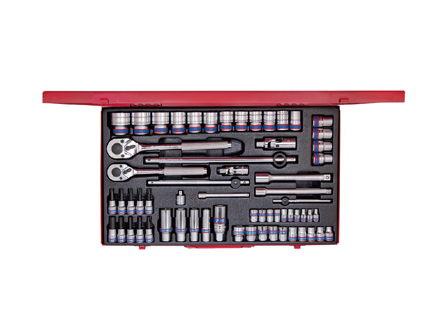 KING TONY 9063MR 62 Piece 1/4"+3/8"+1/2" Drive Socket Wrench Set
