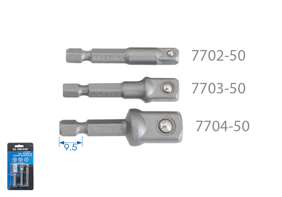 KING TONY 9103PR 3 Piece Power Bit Socket Adapter Set